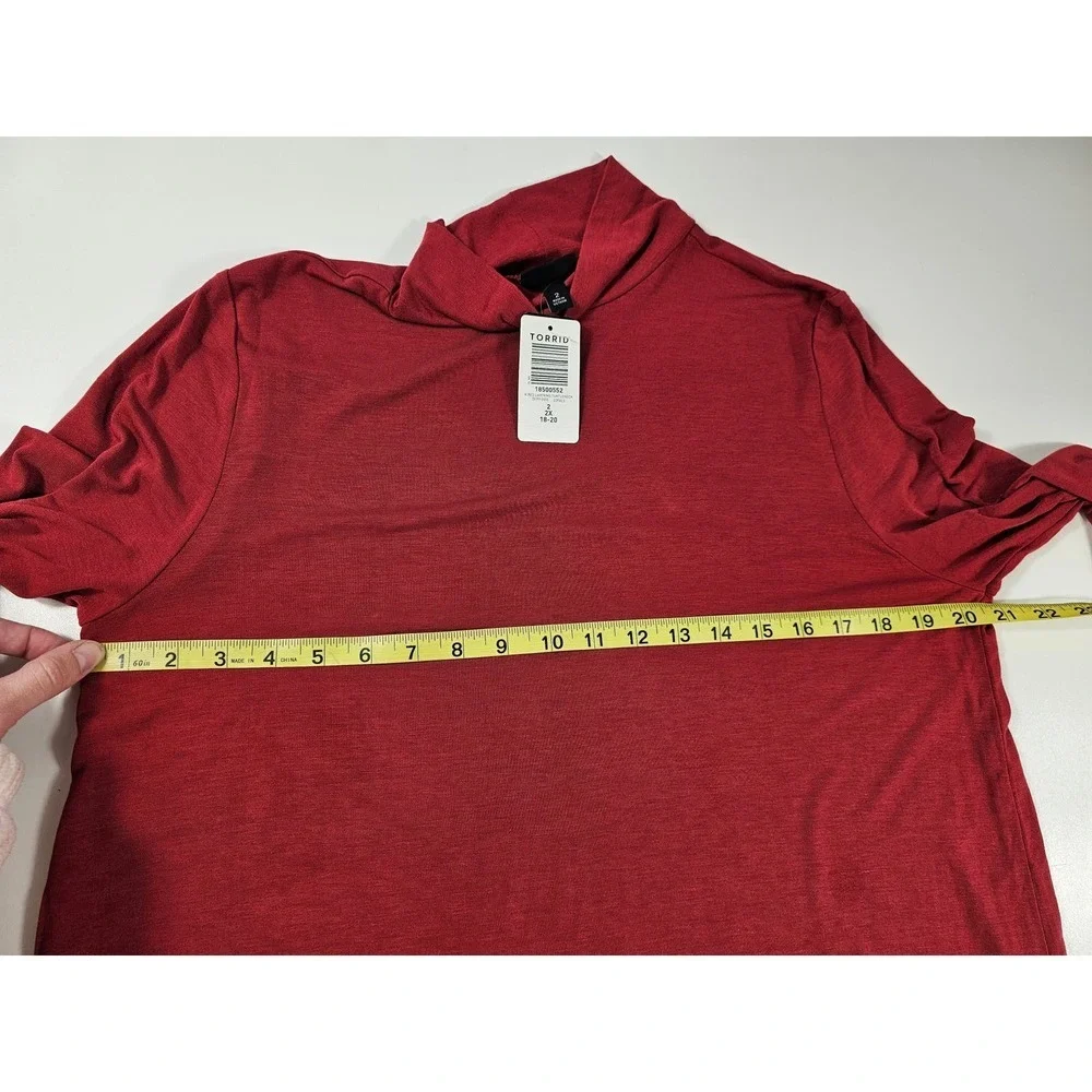 NWT torrid plus size mock neck red long sleeve layering blouse 2X 18-20